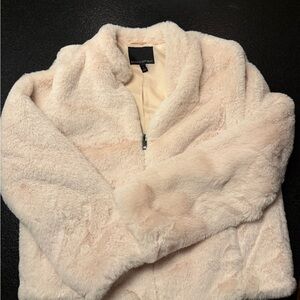Banana Republic Cream Faux Fur Jacket